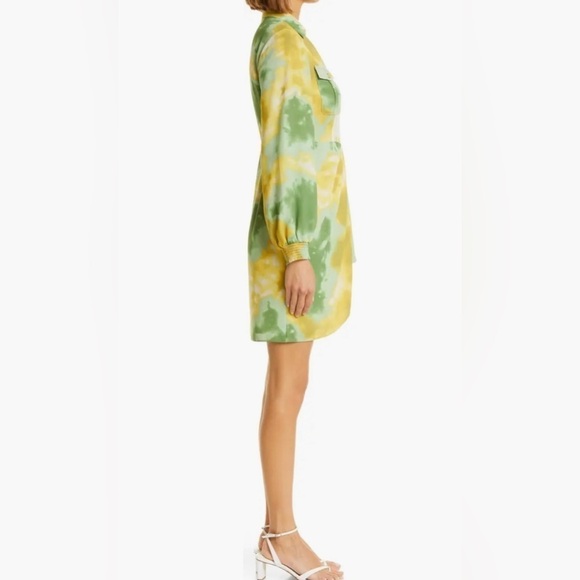 Toccin NY Tie Dye Wrap Front Long Sleeve Shirtdress Leaf Tie Dye - Picture 2 of 10